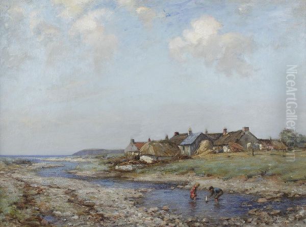 Seaside Cottages, Ballantrae Oil Painting by John Henderson