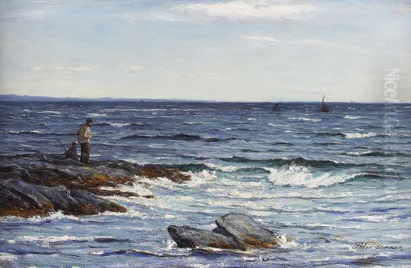 Fishing Off The Coast Oil Painting by Joseph Henderson