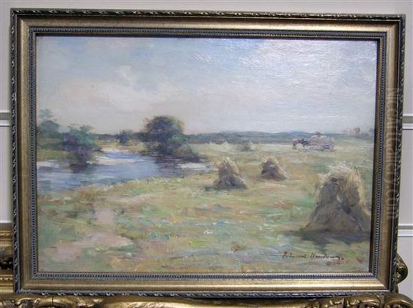 Harvesters Beside A River Oil Painting by Joseph Henderson