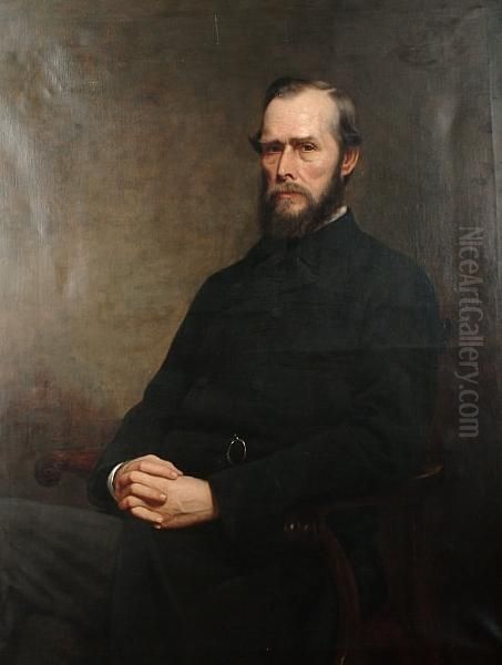 Portrait Of A Bearded Gentleman In A Black Coat Oil Painting by P. Henderson