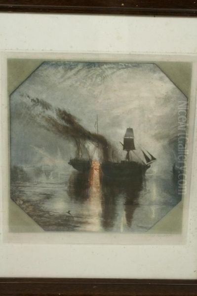 Fire On Board Ship Oil Painting by William Henderson