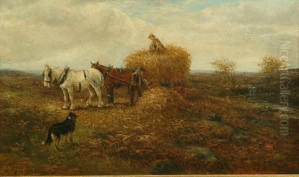 A Haymaking Scene On The North Yorkshire Moors Oil Painting by William Henderson