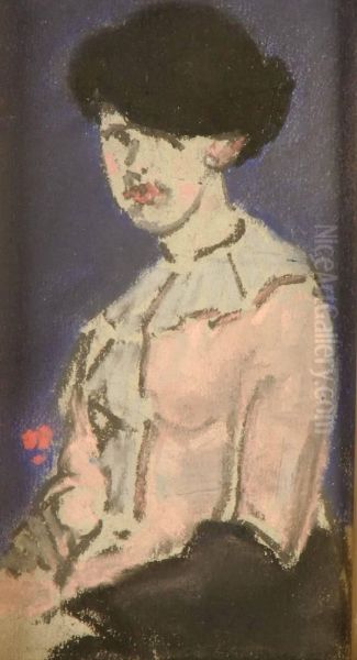 A Young Woman Holding A Rose Oil Painting by William Penhallow Henderson