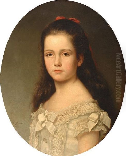 Portrait Of A Girl In A Lacedress Oil Painting by Barend Leonardus Hendriks