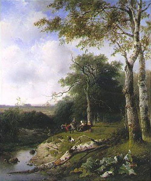 Rest At The Edge Of The Forest Oil Painting by Frederik Hendrik Hendriks