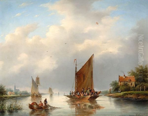 On The Ferry Oil Painting by Gerardus Hendriks