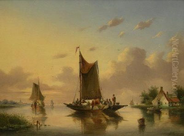 The Ferry Oil Painting by Gerardus Hendriks