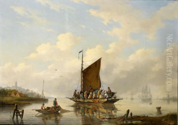 The Ferry Oil Painting by Gerardus Hendriks