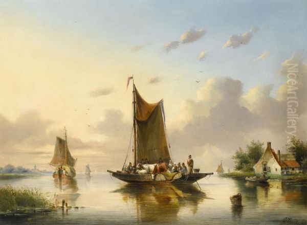 The Ferry Oil Painting by Gerardus Hendriks