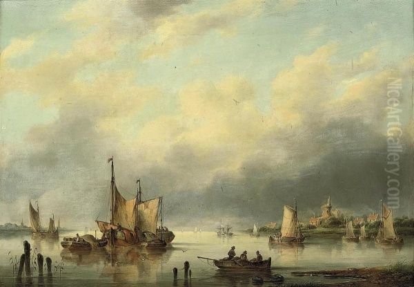 Fishing On The Estuary Oil Painting by Jurrien Hendriks