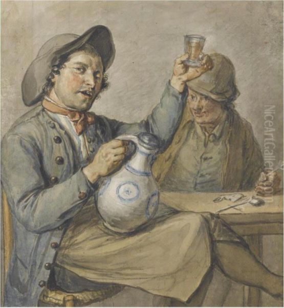 The Merry Drinkers Oil Painting by Wijbrand Hendriks