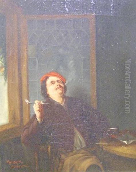 Study Of A Man Smoking A Clay Pipe Oil Painting by Wijbrand Hendriks