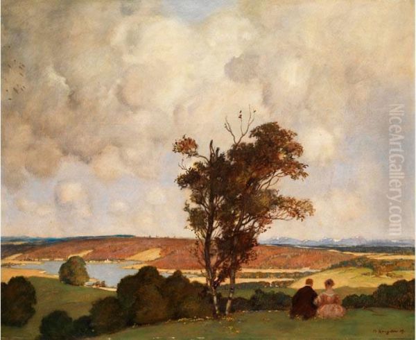 Blick Ins Isartal Oil Painting by Adolf Hengeler