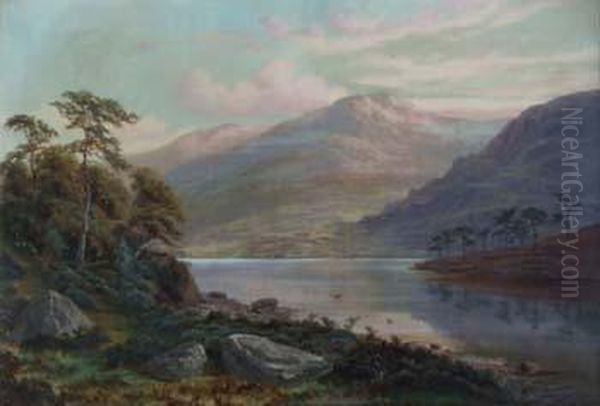 Evening - Loch An Eilan, 
Inverness Shire Oil Painting by Henry W. Henley