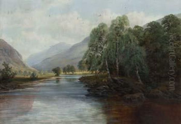 On The Conway, 
North Wales Oil Painting by Henry W. Henley