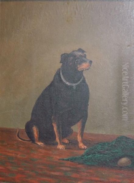 Portrait Of Charley, A Manchester Terrier Oil Painting by Henry W. Henley