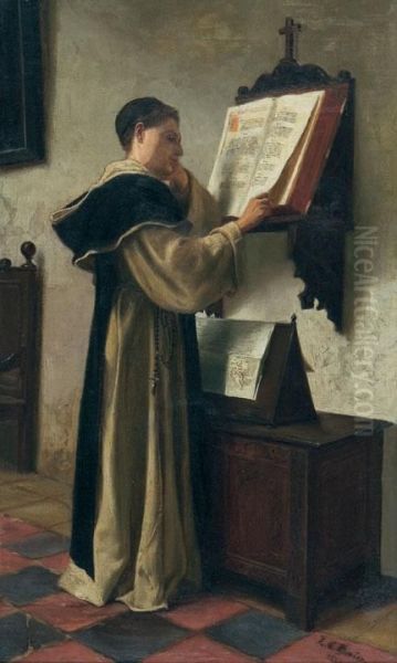 A Monk At Study. Oil Painting by Lionel Charles Henley