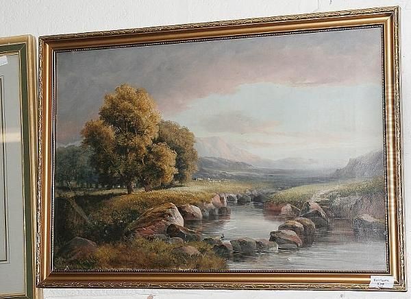 On The Machno Above Penmachno Oil Painting by W.B. Henley