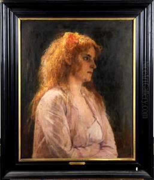 Portrait De Femme Oil Painting by Andre Hennebicq