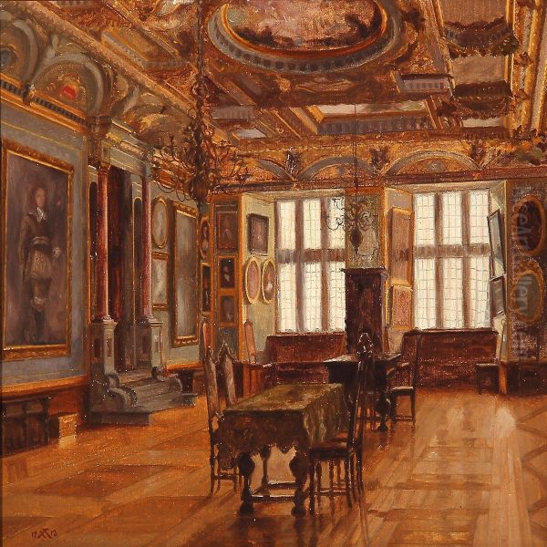 Interior From Rosenborg, Denmark Oil Painting by Johan Henneso