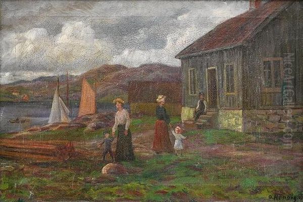 Sommerdag Ved Kysten 1909 Oil Painting by Otto Hennig