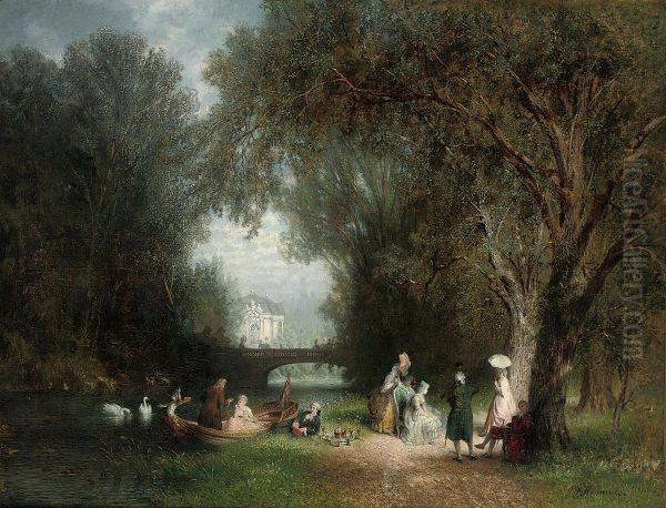 An Afternoon On The River Oil Painting by Johann Friedrich Hennings