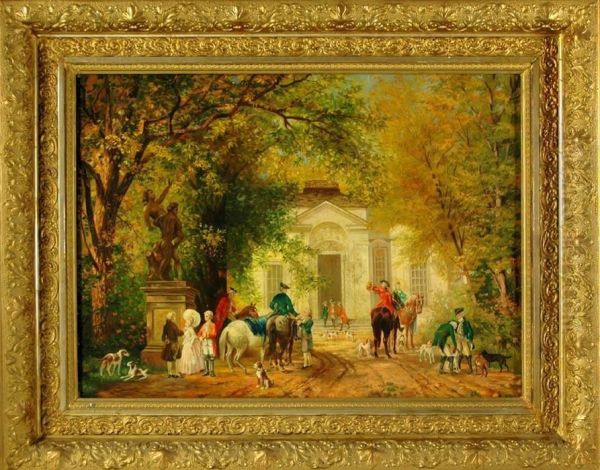 Hunting Manor Oil Painting by Johann Friedrich Hennings