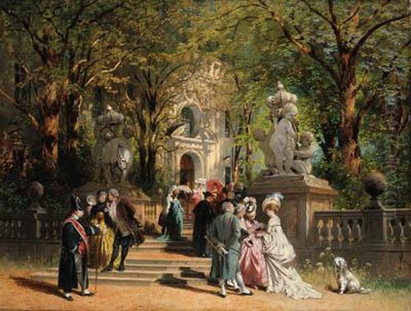 A Sunday Outing Oil Painting by Johann Friedrich Hennings