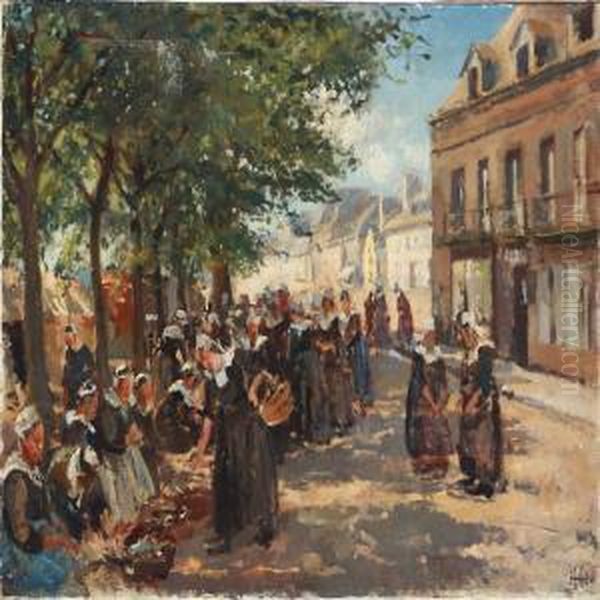 Street Scene From Brittany by Hans Henningsen