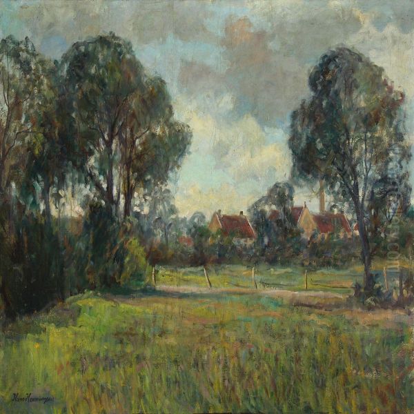 Landscape With Houses by Hans Henningsen