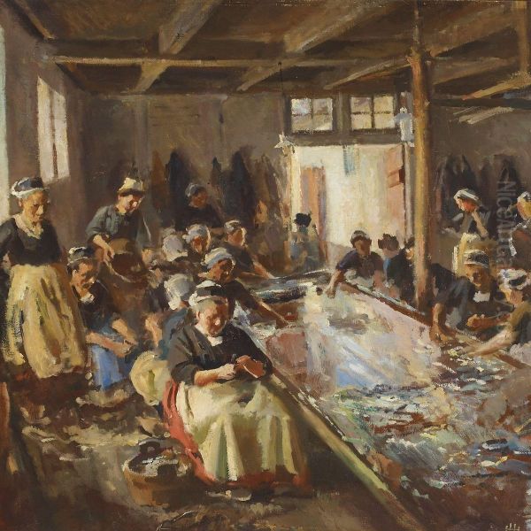 Interior Withwomen Cleaning Fish by Hans Henningsen