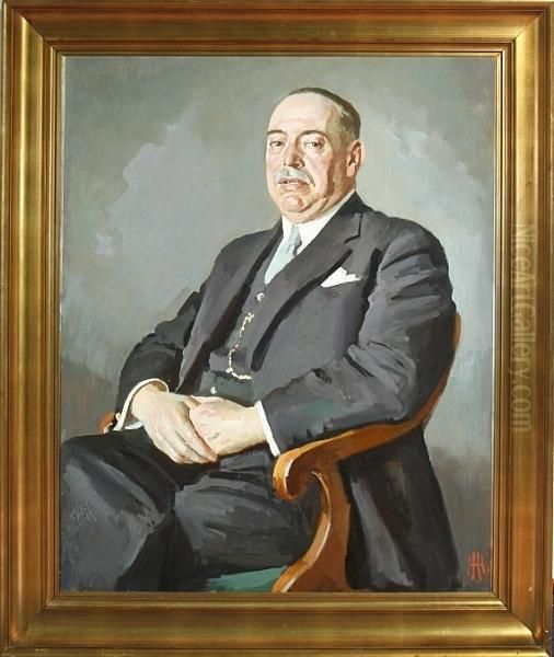 A Gentleman Sitting In A Late Empire Chair Oil Painting by Hans Henningsen