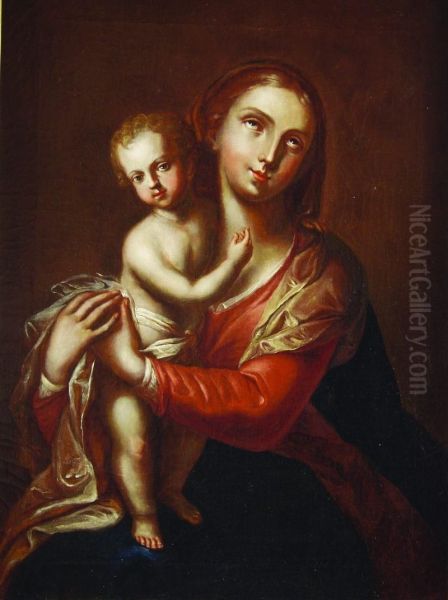 Madonna Col Bambino Oil Painting by Johann-Josef Karl Henrici