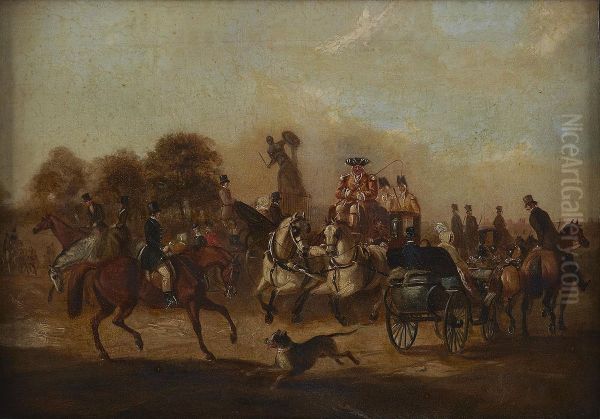 Hyde Park Corner - Coaches And Carriages Oil Painting by Samuel Henry Alken