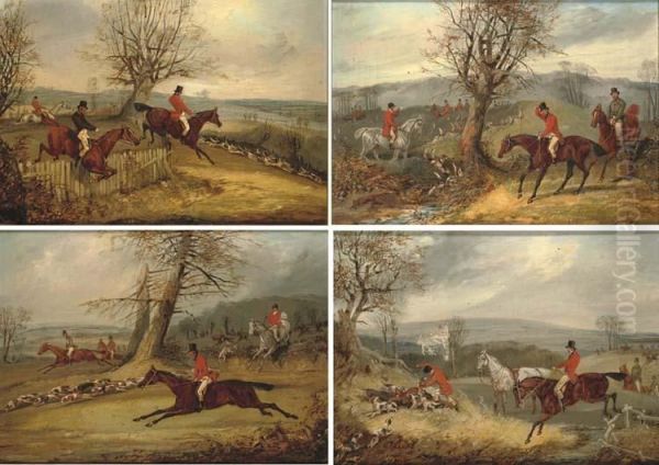 Taking The Fence; Taking The Ditch; View Halloo; And The Kill Oil Painting by Samuel Henry Alken