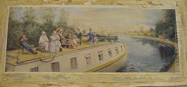 Boating Down Canal Oil Painting by Edward Lamson Henry