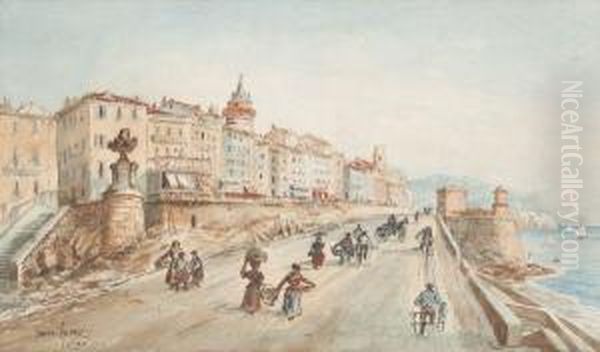 Scene Animee Sur La Corniche Oil Painting by Emile Henry