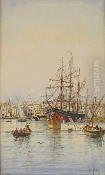 Voilier Au Port De Nice Oil Painting by Emile Henry