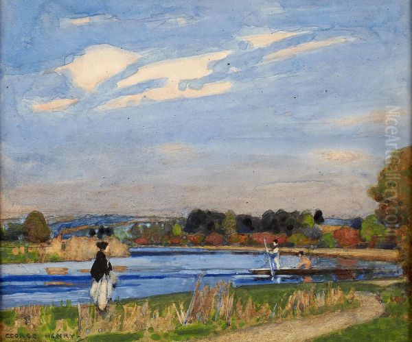 On The Riverbank Oil Painting by George Henry