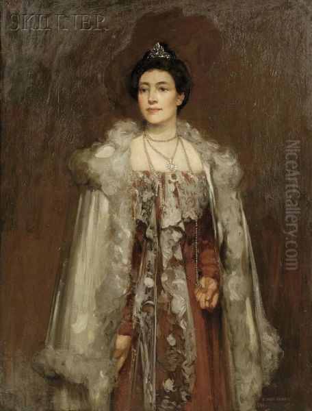 Portrait Of An Elegant Woman Oil Painting by George Henry