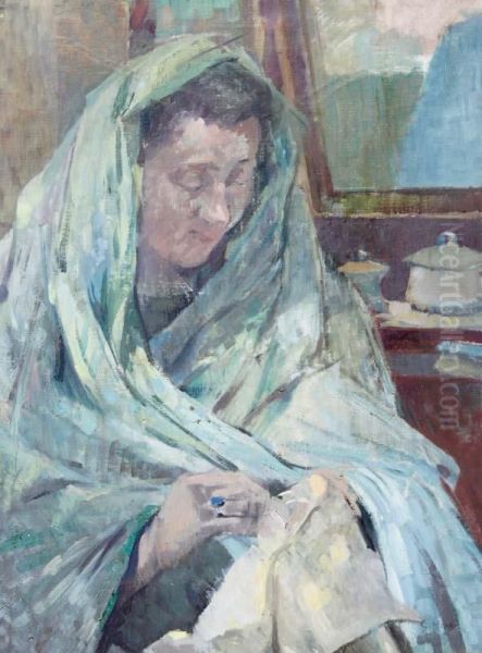 Old Women Sewing Oil Painting by Grace Henry