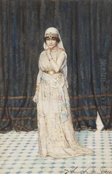 Portrait Of A Young Lady In Orientalist Attire Oil Painting by John Henry Henshall