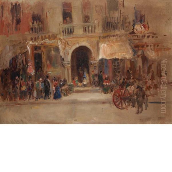 Market Scene Oil Painting by Glenn Cooper Henshaw