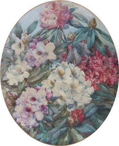 Pink And White Rhododendrons Oil Painting by Marie Hensley