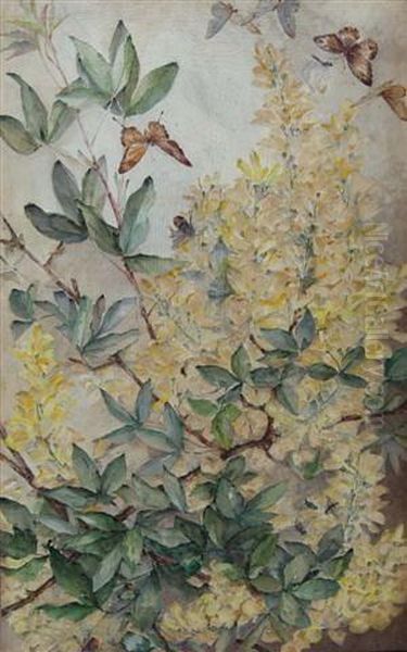 Yellow Laburnum Oil Painting by Marie Hensley