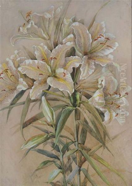 White Lilies Oil Painting by Marie Hensley