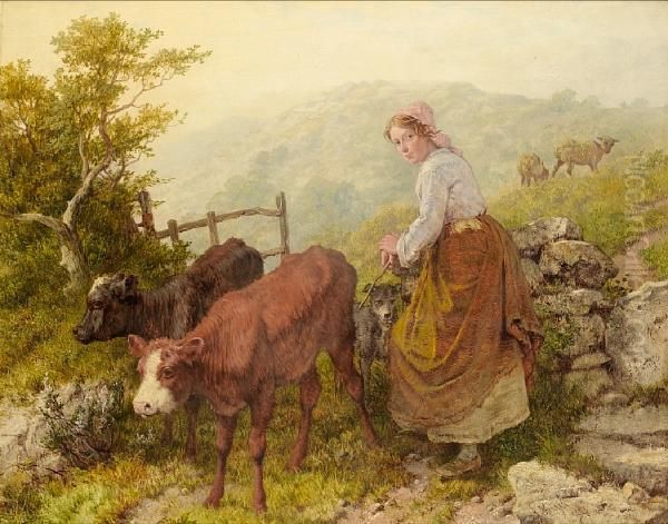 The Young Cow Girl Oil Painting by Isaac Henzell