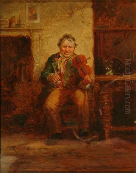 The Fiddler Oil Painting by George Hepper