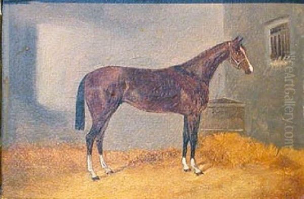 Horse In Stable Oil Painting by George Hepper