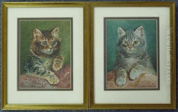 Tabby Kittens 
 A Pair Oil Painting by Wilson Hepple